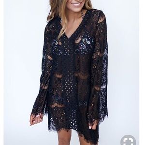 Black Crochet/Lace Swimsuit Coverup